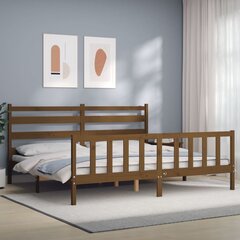 vidaXL gultas rāmis ar galvgali, medus brūns, 200x200 cm, masīvkoks cena un informācija | Gultas | 220.lv