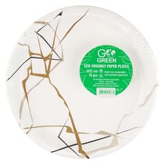 Ekoloģiski papīra šķīvji Marble Go Green 22cm 10 gab cena un informācija | Vienreizējie trauki | 220.lv