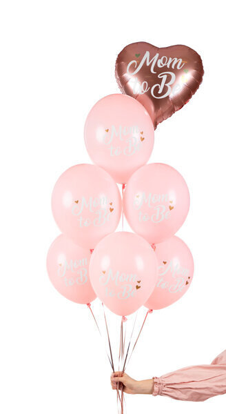 Gaisa baloni 30 cm "Mom to Be", pasteļrozā krāsā, 6 gab cena un informācija | Baloni | 220.lv