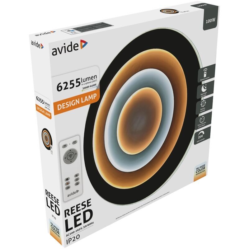 Avide LED griestu lampa Reese 100W ar tālvadības pulti cena un informācija | Griestu lampas | 220.lv