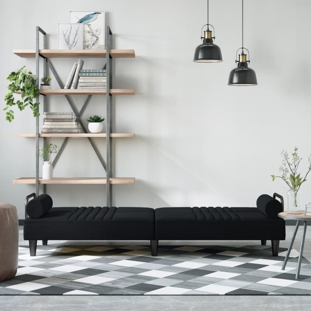 Dīvāns ar roku balstiem vidaXL, 205x89x70 cm, melns cena un informācija | Dīvāni | 220.lv