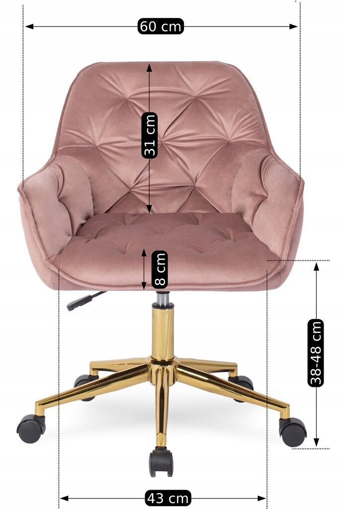 Mebel Elite biroja krēsls, velūrs, rozā cena un informācija | Biroja krēsli | 220.lv