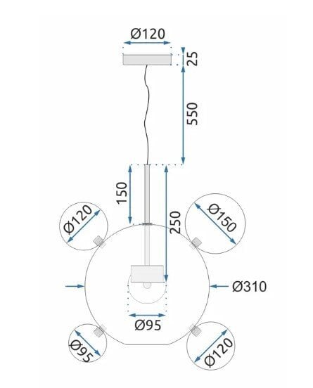 Stikla lodes griestu lampa APP650-CP cena un informācija | Piekaramās lampas | 220.lv
