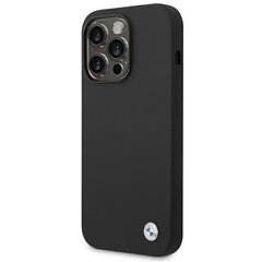 Etui BMW BMHCP14LSILBK iPhone 14 Pro 6,1" czarny|black Silicone Metal Logo cena un informācija | Telefonu vāciņi, maciņi | 220.lv