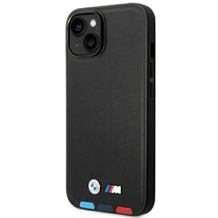 Etui BMW BMHMP14M22PTDK iPhone 14 Plus 6,7" czarny|black Leather Stamp Tricolor Magsafe cena un informācija | Telefonu vāciņi, maciņi | 220.lv