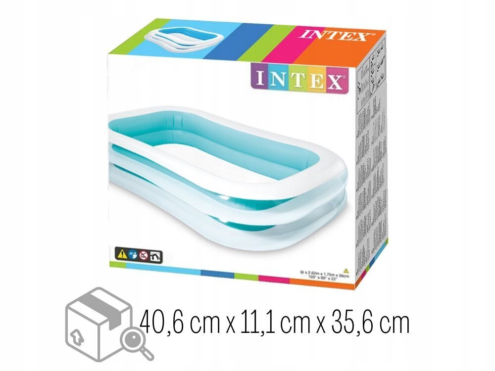 Piepūšamais taisnstūra baseins Intex 262 x 175 cm cena un informācija | Baseini | 220.lv