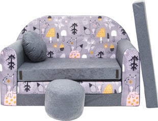 Izvelkamais bērnu dīvāns/gulta Welox AX4, pelēks cena un informācija | Sēžammaisi, klubkrēsli, pufi bērniem | 220.lv