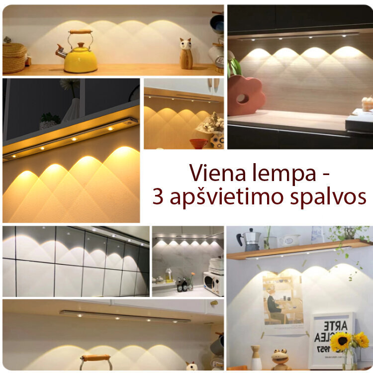 Magnētiska uzlādējama LED lampa ar kustības sensoru (20 cm) cena un informācija | Iebūvējamās lampas, LED paneļi | 220.lv