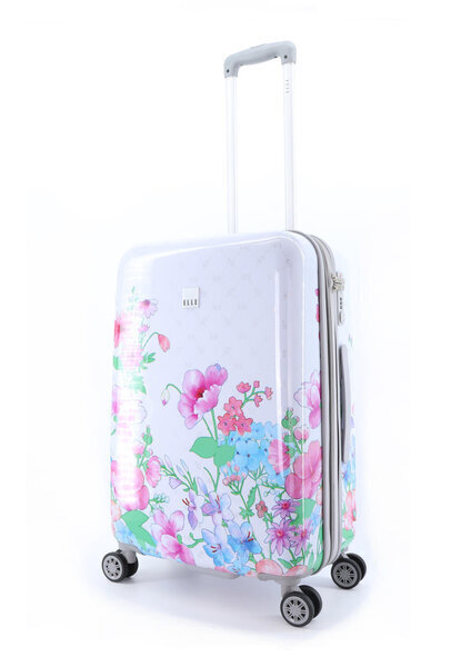 Vidēja izmēra koferis Elle Flower M balts цена и информация | Koferi, ceļojumu somas | 220.lv
