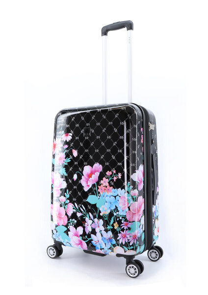 Vidēja izmēra koferis Elle Flower M melns cena un informācija | Koferi, ceļojumu somas | 220.lv