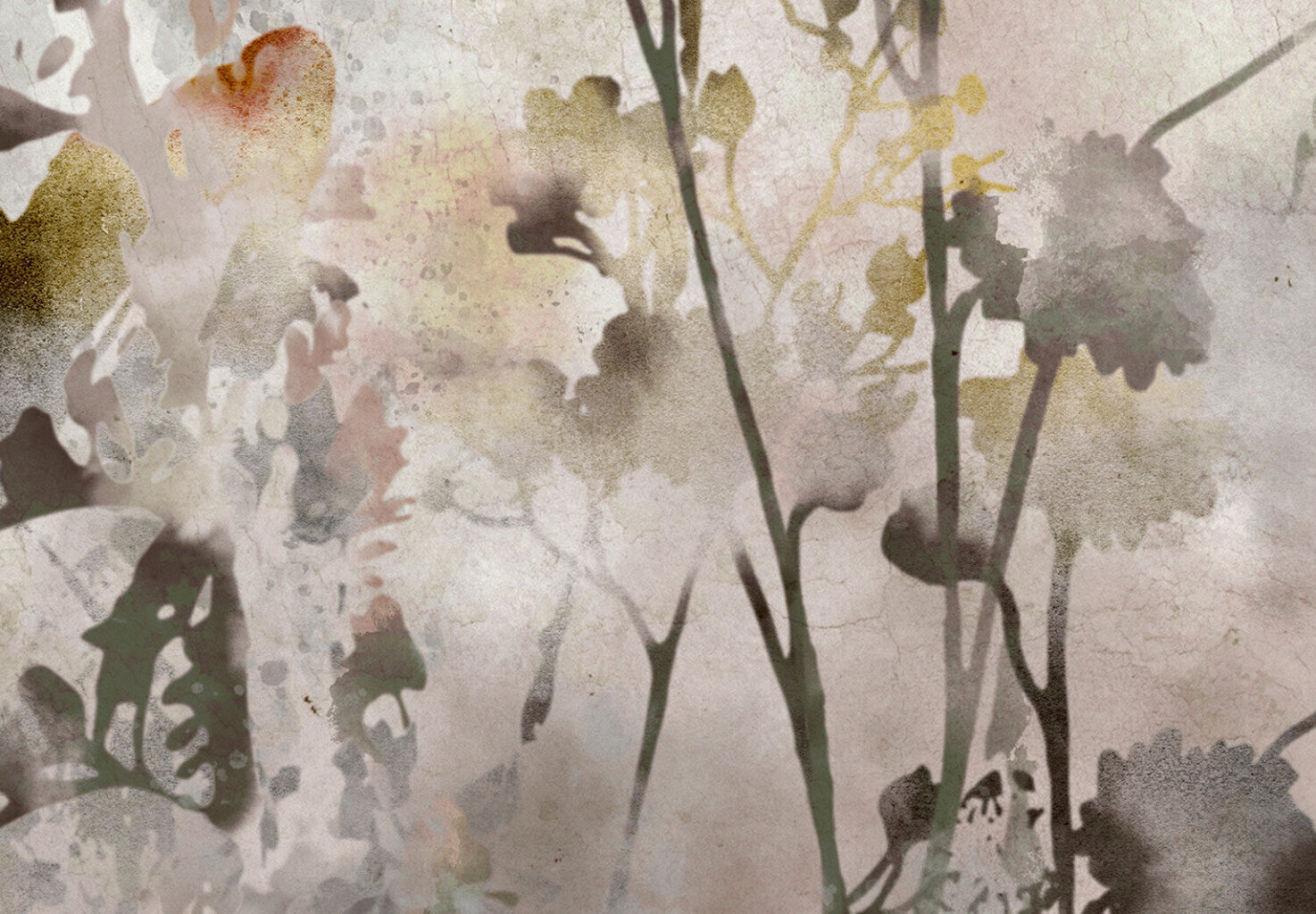 Fototapetes ar instrumentu un tapešu līmi - Akvareļu pļava (bēšos toņos), 350x256 cm цена и информация | Fototapetes | 220.lv