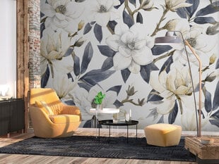 Fototapetes ar instrumentu un tapešu līmi - Akvareļu magnolijas (3. variants), 350x256 cm cena un informācija | Fototapetes | 220.lv