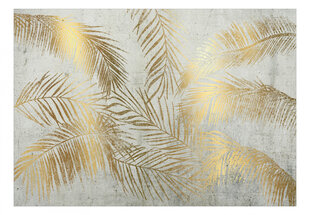 Fototapetes ar instrumentu un tapešu līmi - Zelta palmu lapas, 350x256 cm cena un informācija | Fototapetes | 220.lv