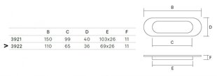 Ручка для раздвижных дверей 3922-100, 110мм, позолота, 4 шт. цена и информация | Дверные ручки | 220.lv