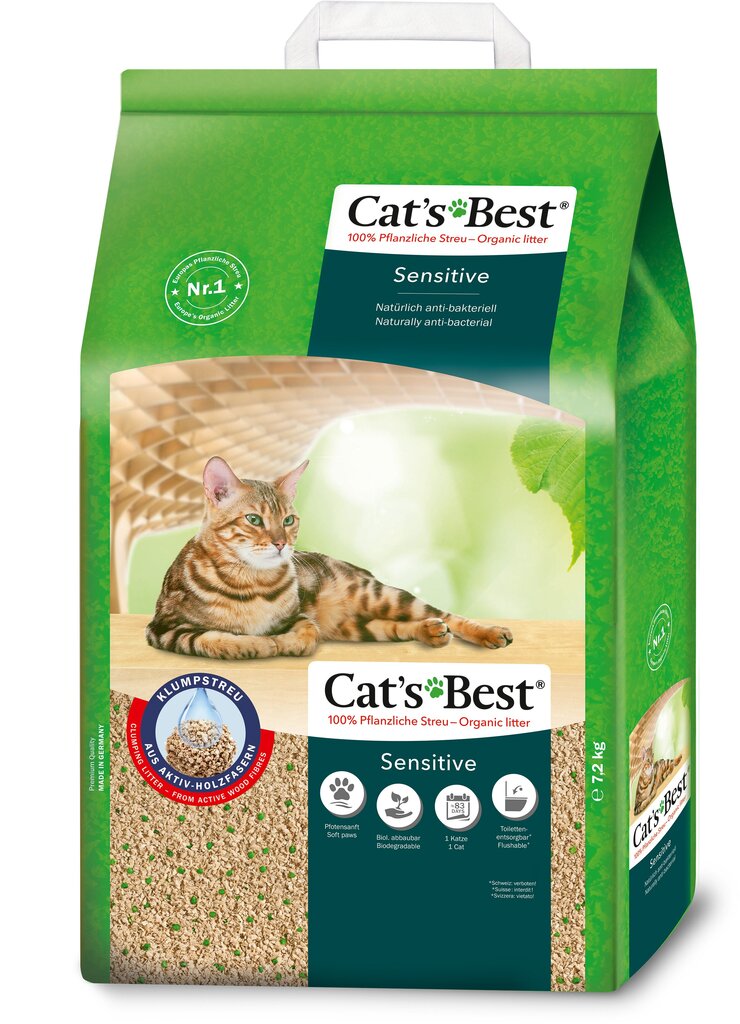 Pakaiši CAT’S BEST SENSITIVE, 20 l цена и информация | Kaķu smiltis, pakaiši | 220.lv