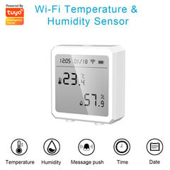 Viedais WiFi temperatūras un mitruma indukcijas sensors ar laika un datuma displeju cena un informācija | Meteostacijas, āra termometri | 220.lv