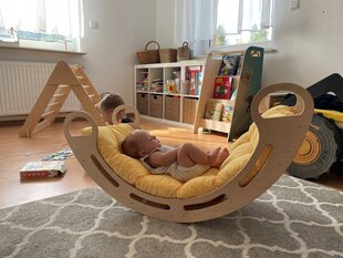 Šūpuļkrēsls ar spilvenu Lila Baby Montessori BBM85+PZ85, brūns цена и информация | Развивающие игрушки | 220.lv