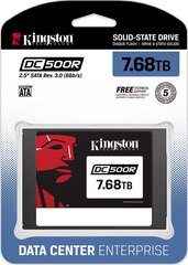 SSD Kingston DC500R 7,68 TB SATA 2,5 collu SEDC500R/7680G (DWPD 0,5) cena un informācija | Iekšējie cietie diski (HDD, SSD, Hybrid) | 220.lv