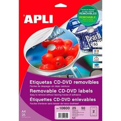 Клеи / Этикетки Apli Ø 114 mm матовый CD/DVD Белый 25 Листья цена и информация | Канцелярия | 220.lv