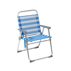 Pludmales krēsls Strīpas Zils Alumīnijs 22 mm (52 x 56 x 80 cm) cena un informācija | Tūrisma mēbeles | 220.lv