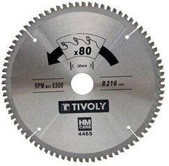 Пильный диск Tivoly 190x30x2,5/1,7мм, z60, 3°, (адаптер 20мм), для цветных металлов цена и информация | Механические инструменты | 220.lv