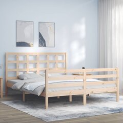vidaXL gultas rāmis ar galvgali, 160x200 cm, masīvkoks cena un informācija | Gultas | 220.lv