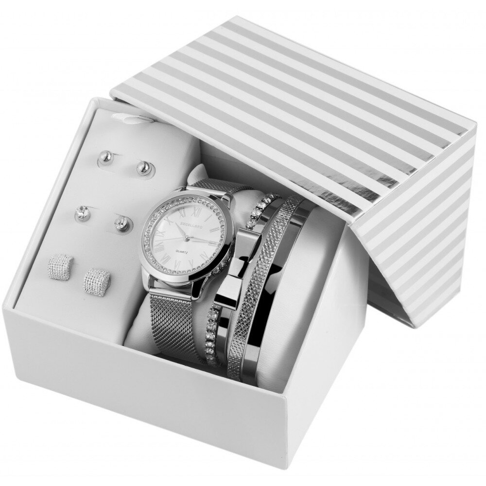 Sieviešu dāvanas komplekts Excellanc - pulkstenis ar četrām aprocēm un auskariem cena un informācija | Rotaslietu komplekti | 220.lv