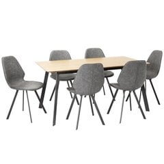 Ēdamistabas komplekts HELENA 1 ar 6 krēsliem (20062) MDF ar ozola finieri, metāla kājām цена и информация | Комплекты мебели для столовой | 220.lv