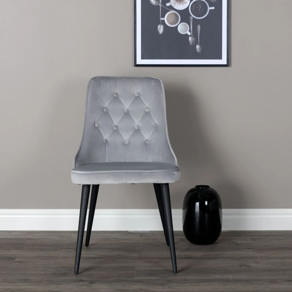 Virtuves krēsli Venture Home Velvet Deluxe, 50x66x88,5 cm, 2 gab., pelēks cena un informācija | Virtuves un ēdamistabas krēsli | 220.lv
