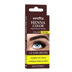 Henna uzacīm un skropstām Venita Henna Color Cream, 3.0 Dark Brown, 30 g cena un informācija | Uzacu krāsas, zīmuļi | 220.lv