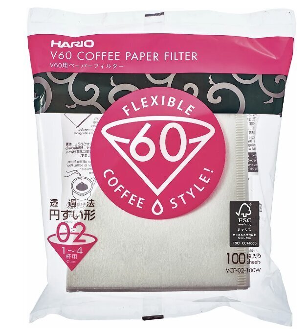 Hario V60 Coffee Paper Filter 02 filtrpapīrs, 100 gab. cena un informācija | Kafijas kannas, tējkannas | 220.lv