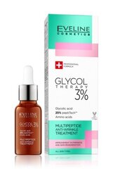 Pretgrumbu sejas serums Eveline Multipeptide Glycol Therapy 3%, 18 ml cena un informācija | Serumi sejai, eļļas | 220.lv