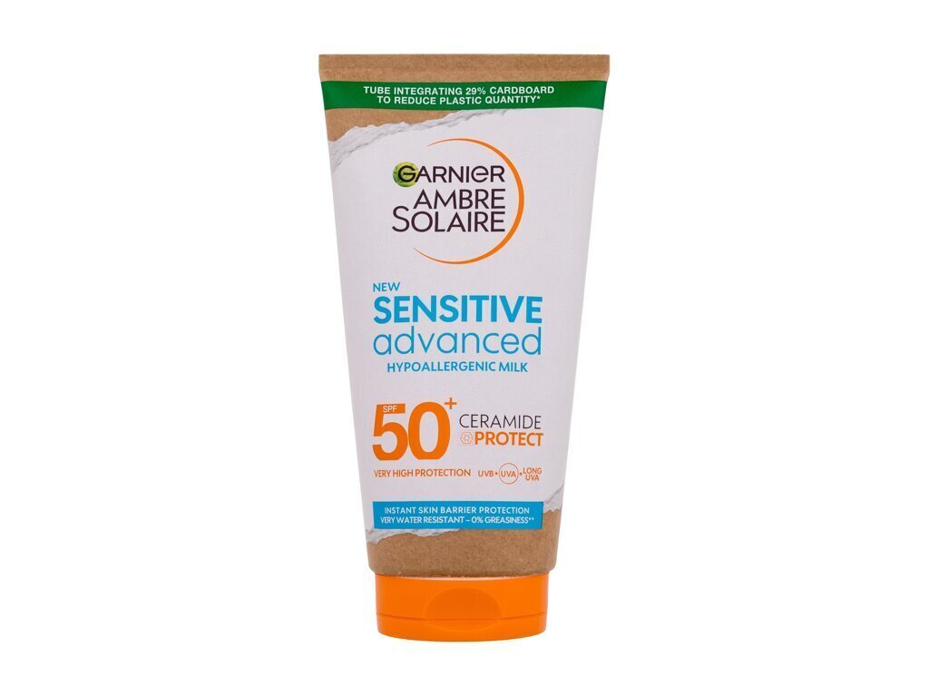 Sauļošanās pieniņš jutīgai ādai Garnier Ambre Solaire SPF50+, 175 ml цена и информация | Sauļošanās krēmi | 220.lv