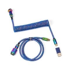Kabelis Keychron Premium Coiled Aviator Cable Rainbow Plated, zils cena un informācija | Klaviatūras | 220.lv