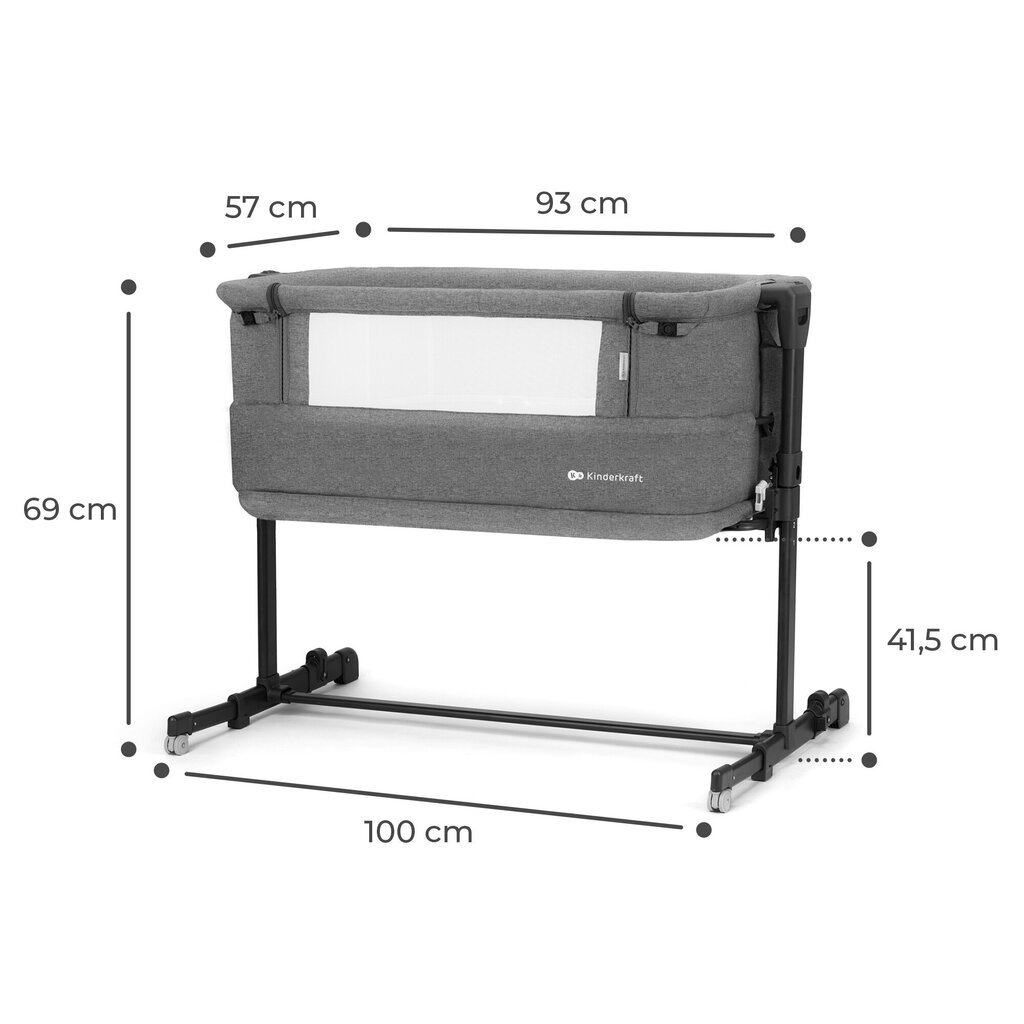 Bērnu gultiņa Kinderkraft Neste Grow, dark grey cena un informācija | Manēžas | 220.lv