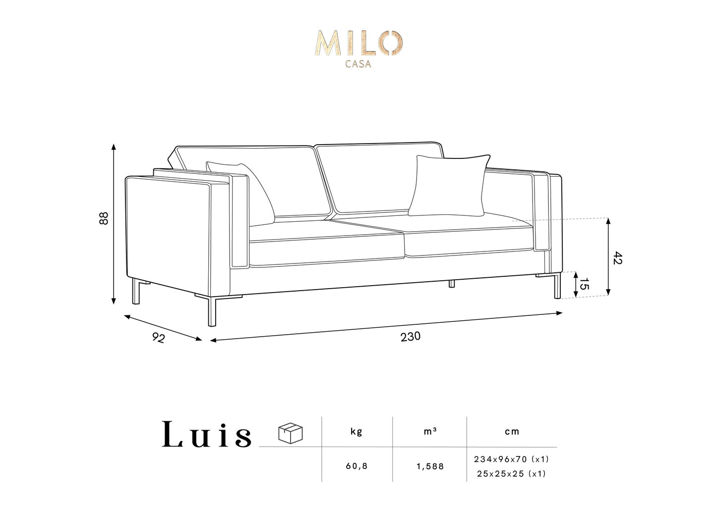 Četrvietīgs dīvāns Luis 4, smilškrāsas/melns cena un informācija | Dīvāni | 220.lv