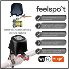 Gudrs ūdens un gāzes vārstu regulators Feelspot FS-VC01 WiFi cena un informācija | Drošības sistēmas, kontrolieri | 220.lv