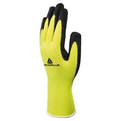 Перчатки, трикотажные, латекс на ладони, HiViz желтый 7, Delta Plus  цена и информация | Рабочие перчатки | 220.lv
