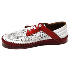 Кожаные туфли Manitu 247334, белые / красные цена и информация | Женские туфли | 220.lv