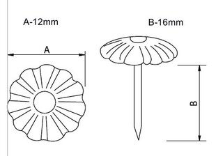 Dekoratīvās naglas 77022-N, 12*16mm, niķelētas 50 gab. cena un informācija | Citi piederumi mēbelēm | 220.lv