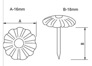 Dekoratīvās naglas 77023-L, 16*18mm, misiņotas 50 gab. cena un informācija | Citi piederumi mēbelēm | 220.lv