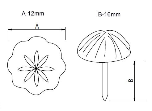 Dekoratīvās naglas 77082-P, 12*16mm, melnas, 50 gab. cena un informācija | Citi piederumi mēbelēm | 220.lv