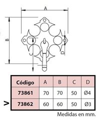 Rokturis 73862, 60*60mm, melns, 4gab. cena un informācija | Mēbeļu rokturi | 220.lv