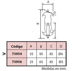 Rokturis 73954, 35*95mm, melns, 4 gab. cena un informācija | Mēbeļu rokturi | 220.lv