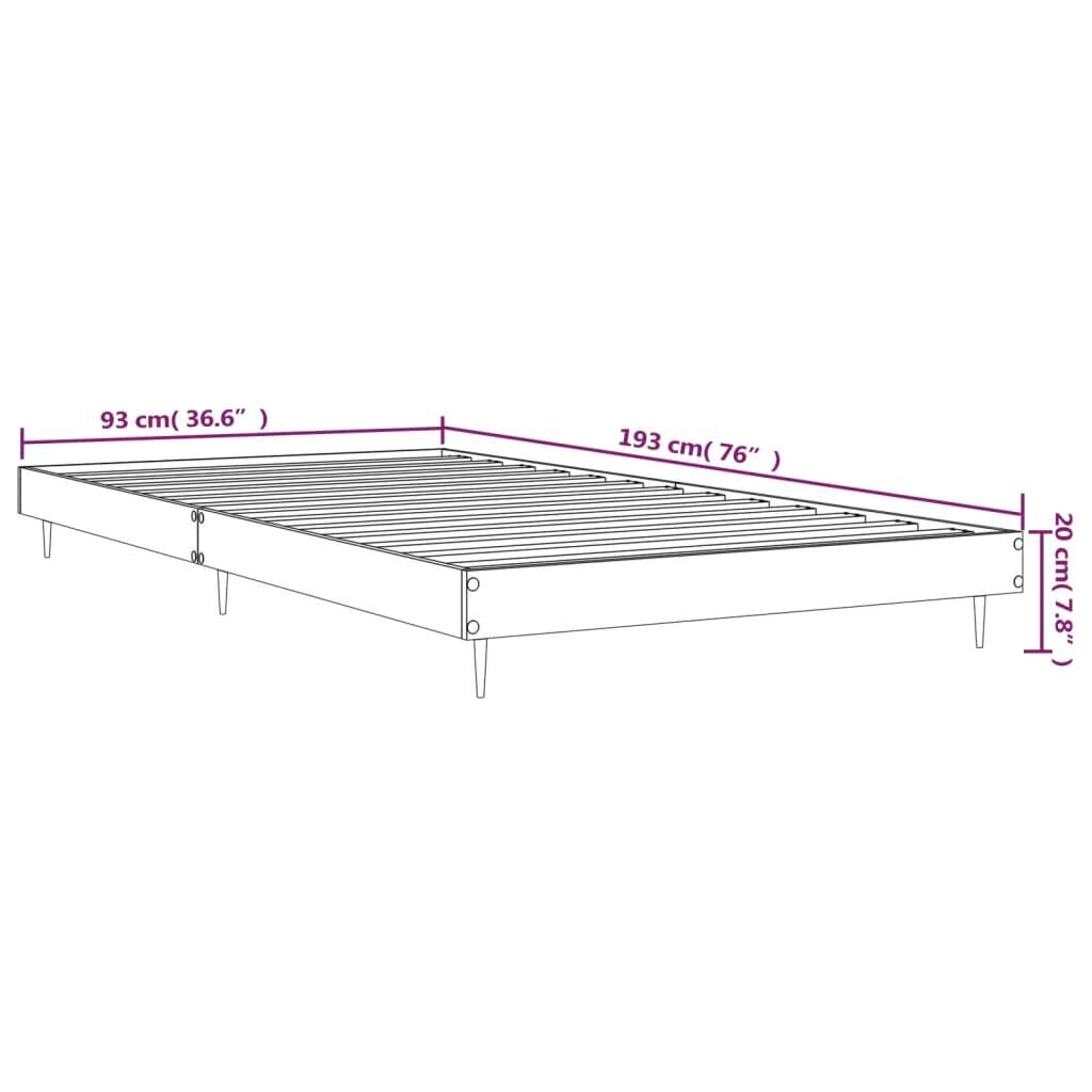 vidaXL gultas rāmis, balts, 90x190 cm, inženierijas koks cena un informācija | Gultas | 220.lv