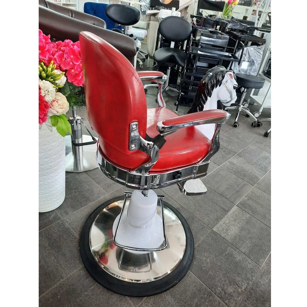 Profesionāls bērnu frizieru krēsls skaistumkopšanas saloniem un frizētavām zirgkrēsls, bordo krāsā cena un informācija | Mēbeles skaistumkopšanas saloniem | 220.lv