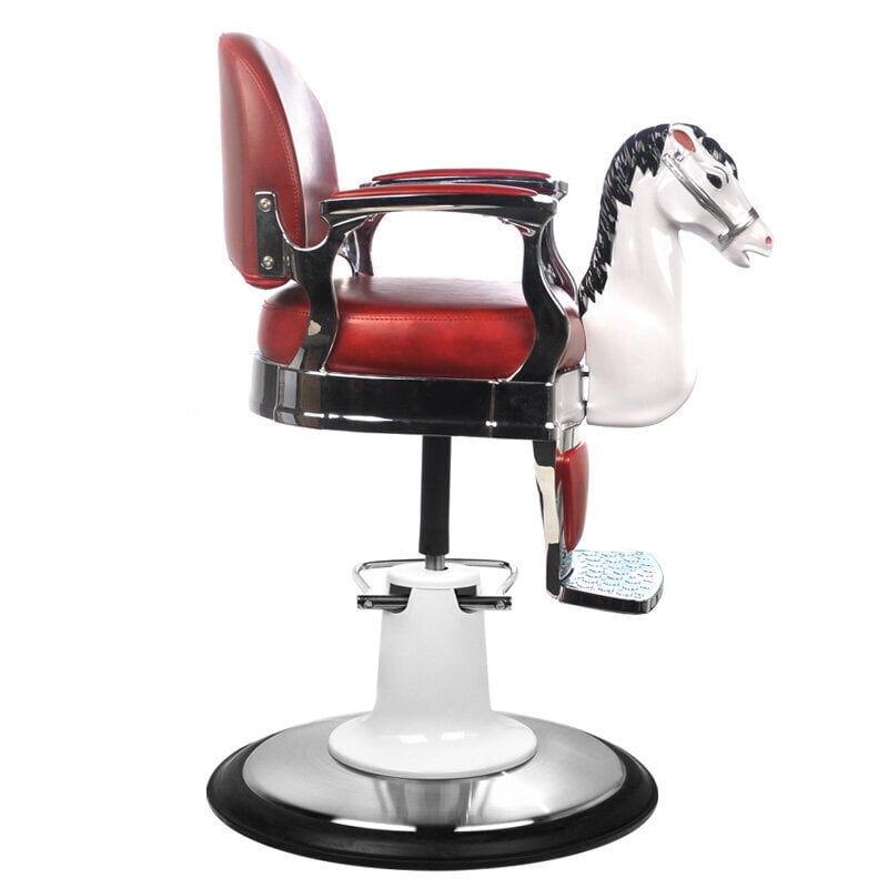 Profesionāls bērnu frizieru krēsls skaistumkopšanas saloniem un frizētavām zirgkrēsls, bordo krāsā cena un informācija | Mēbeles skaistumkopšanas saloniem | 220.lv