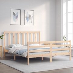 vidaXL gultas rāmis ar galvgali, 5FT, King size izmērs, masīvkoks цена и информация | Кровати | 220.lv