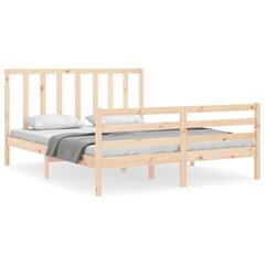 vidaXL gultas rāmis ar galvgali, 5FT, King size izmērs, masīvkoks цена и информация | Кровати | 220.lv