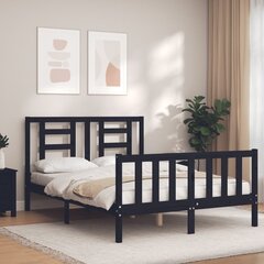 vidaXL gultas rāmis ar galvgali, melns, 140x190 cm, masīvkoks цена и информация | Кровати | 220.lv